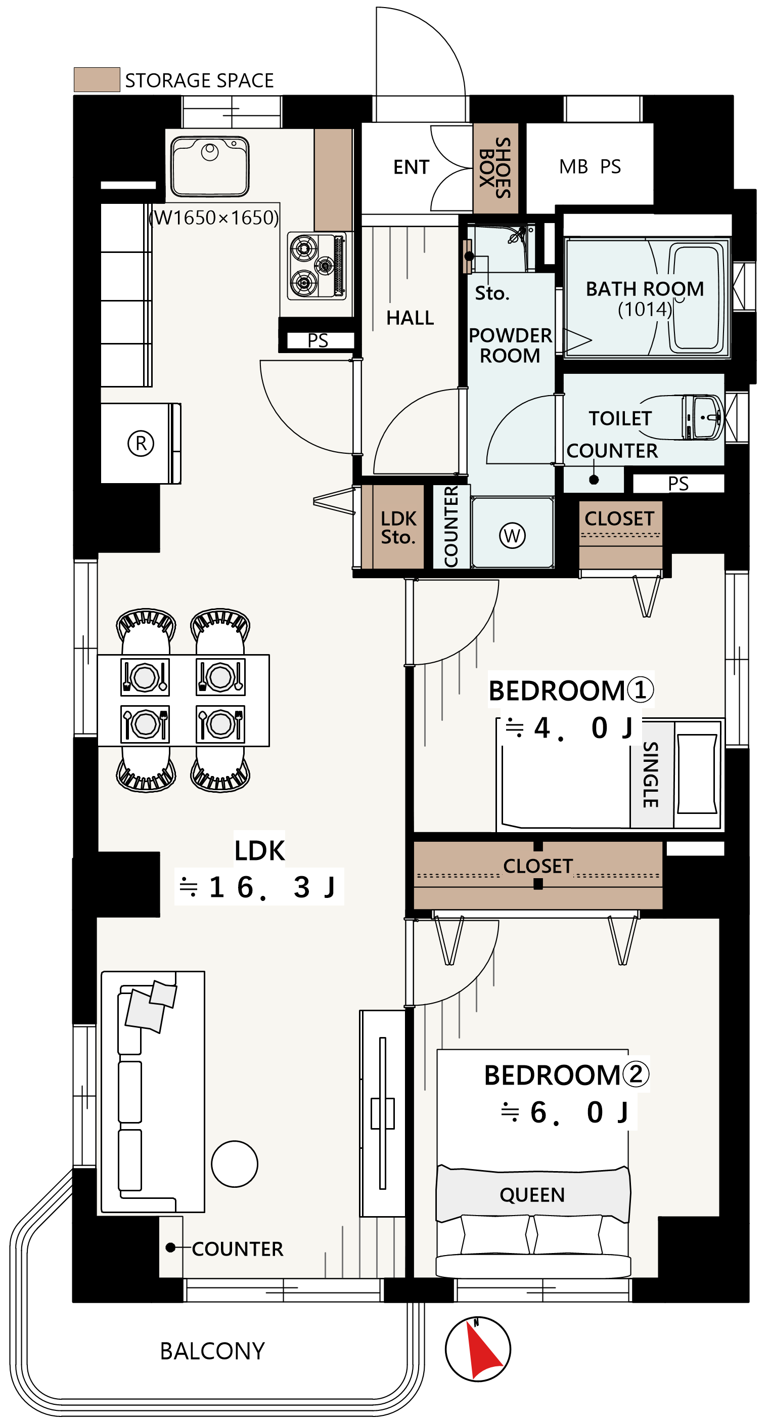 全体の部屋配置を示した間取り図