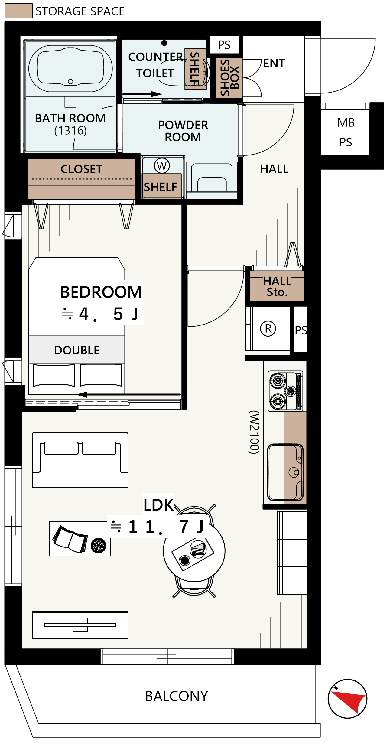 204 号室の間取り図
