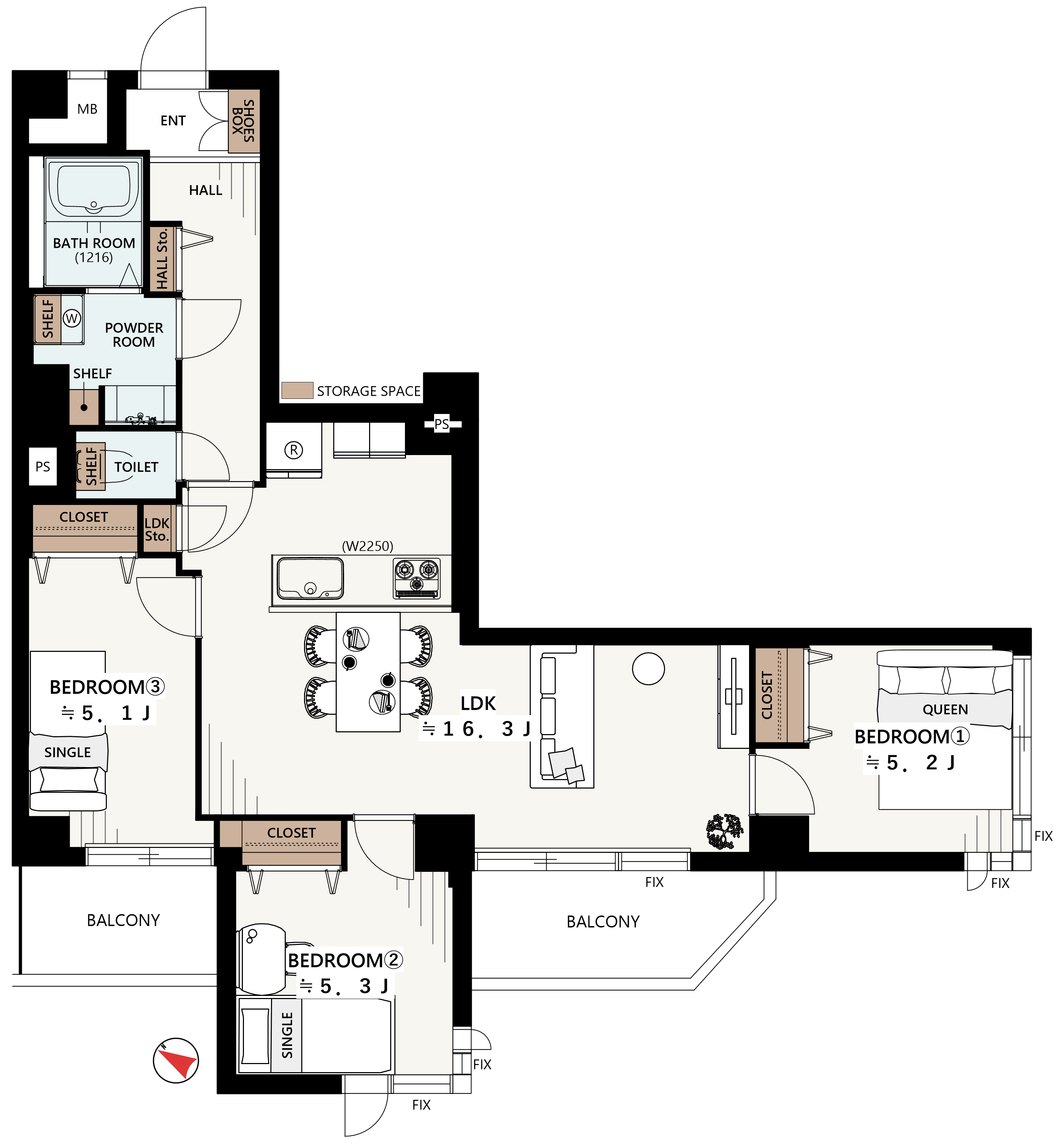 205 号室の間取り図