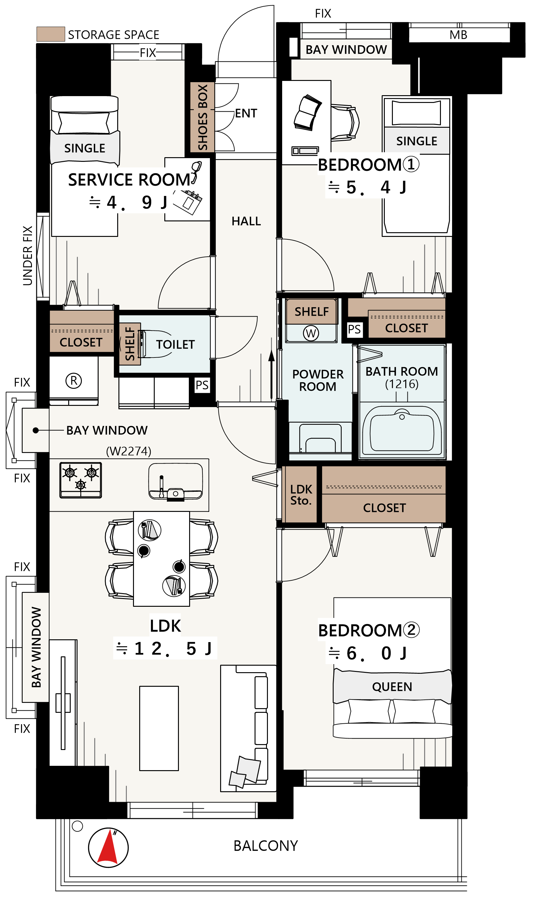 建物の間取り図を表示した平面図