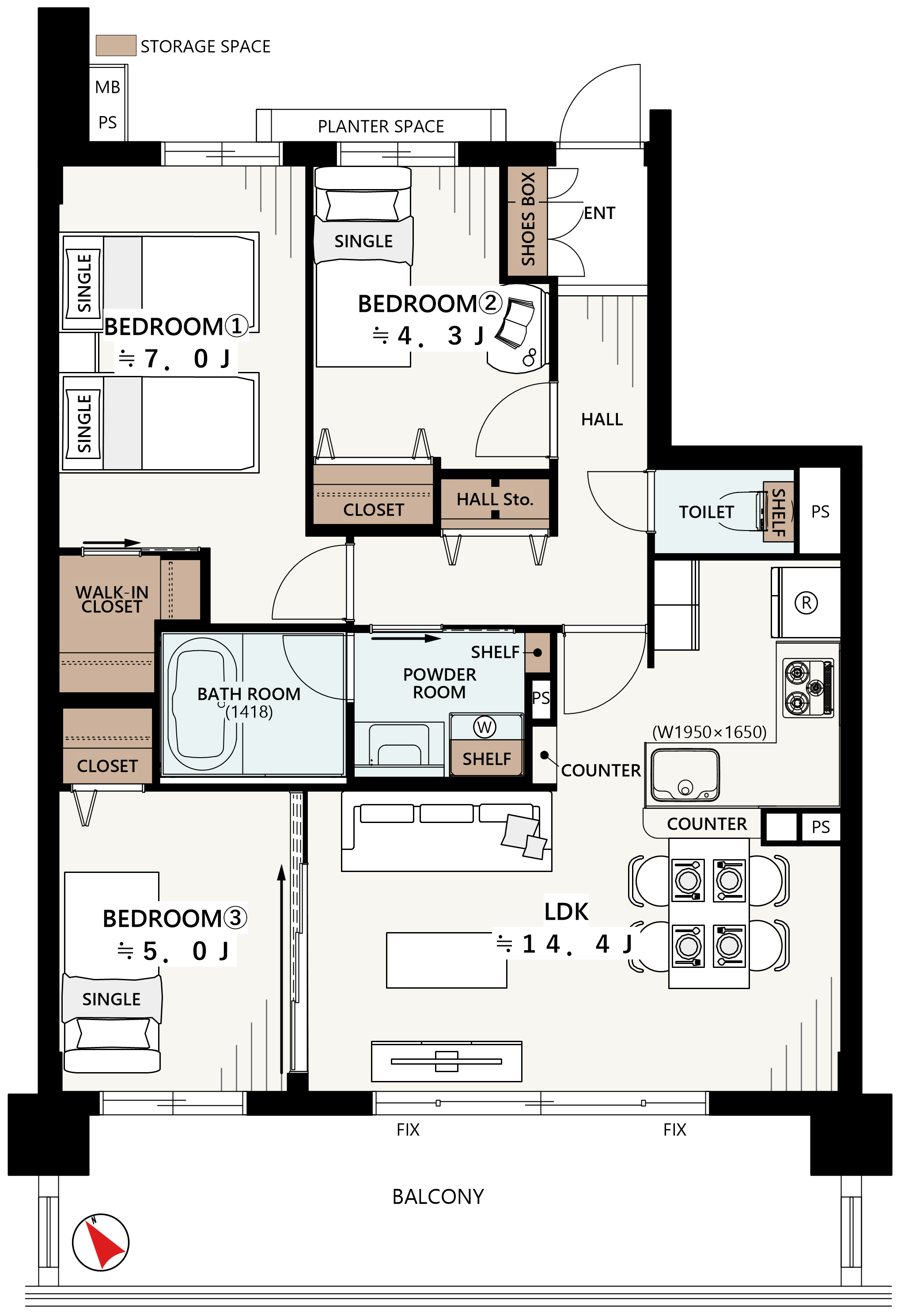 306 号室の間取り図
