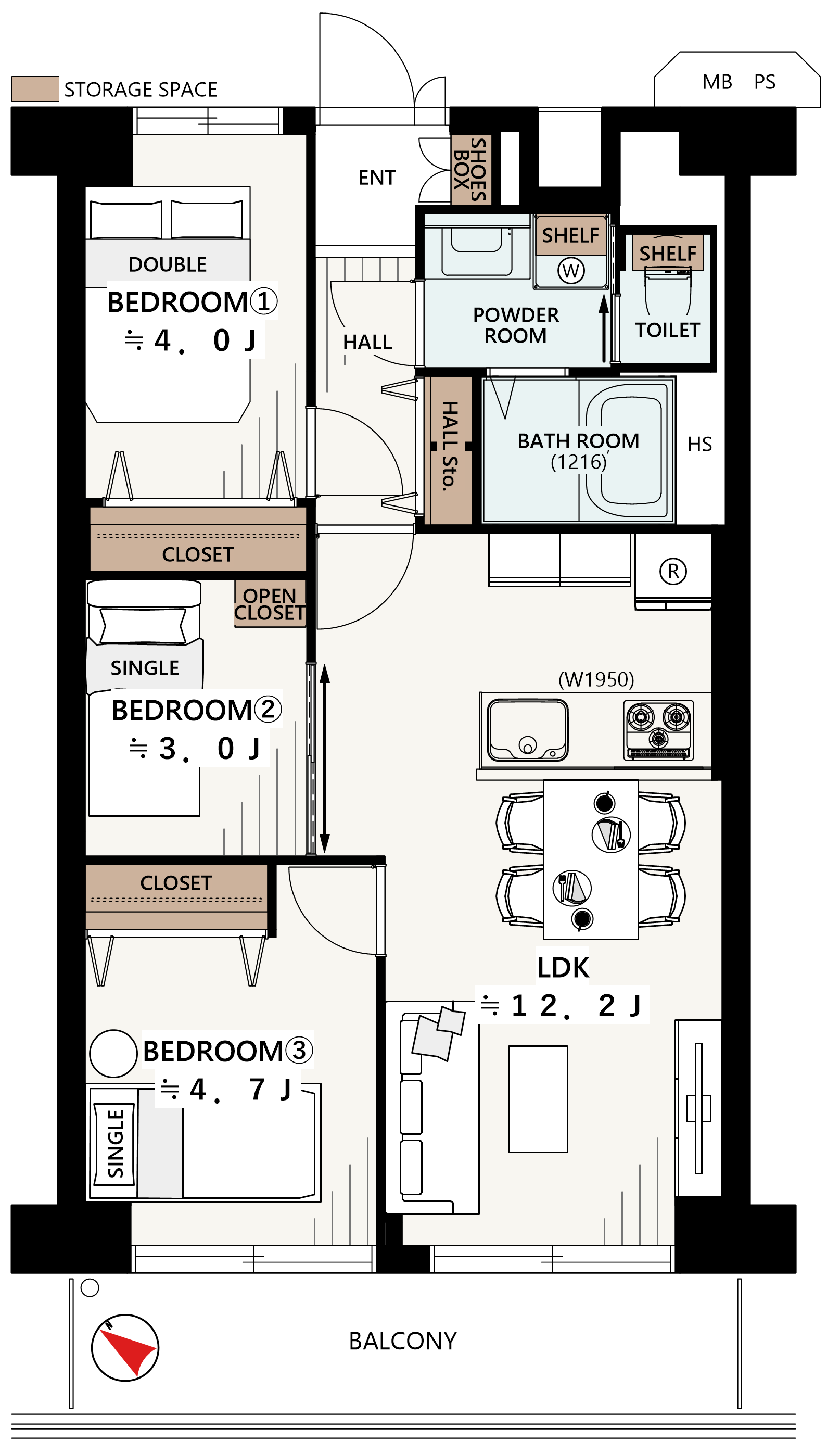 611 号室の間取り図
