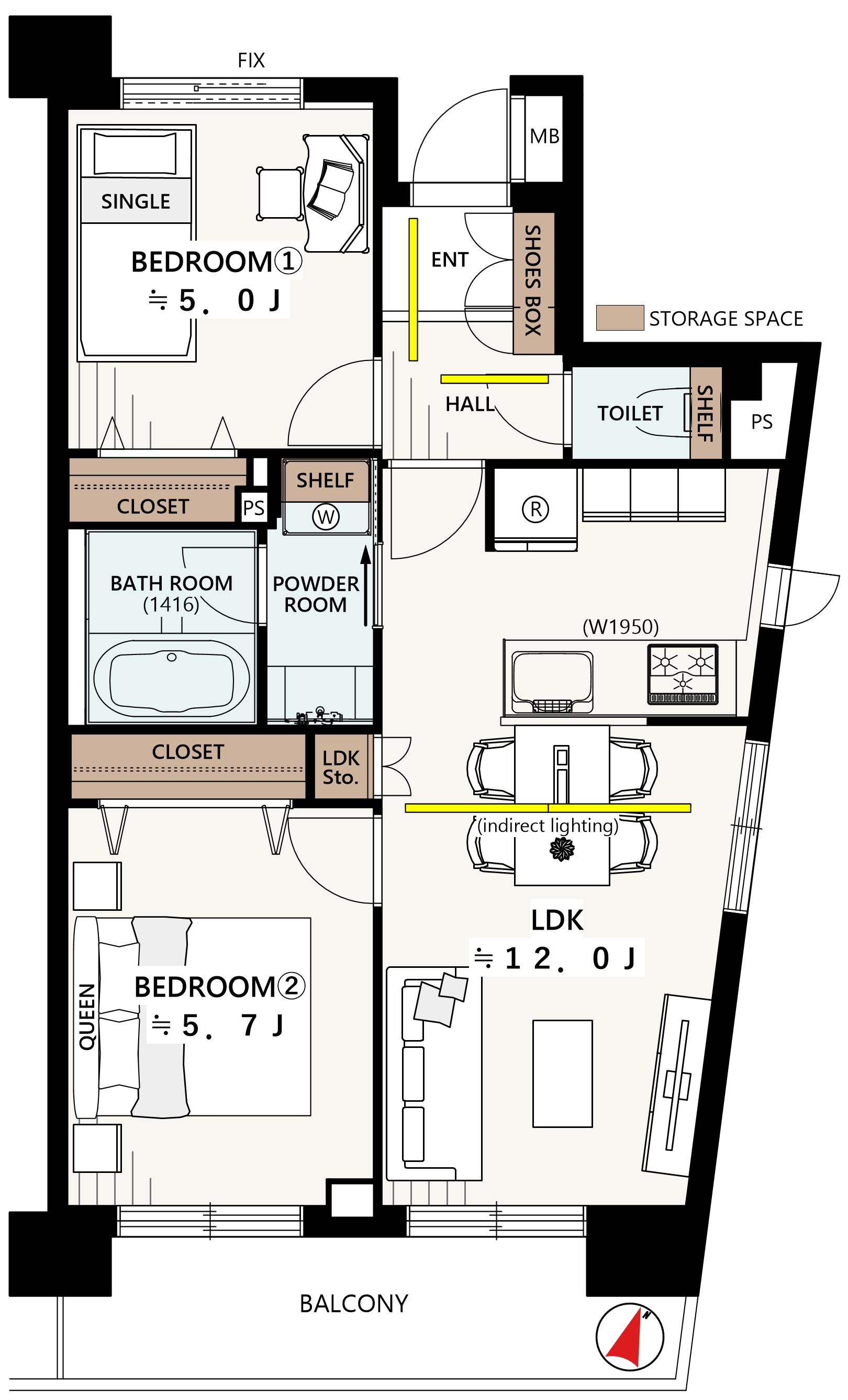 2LDK の間取り図