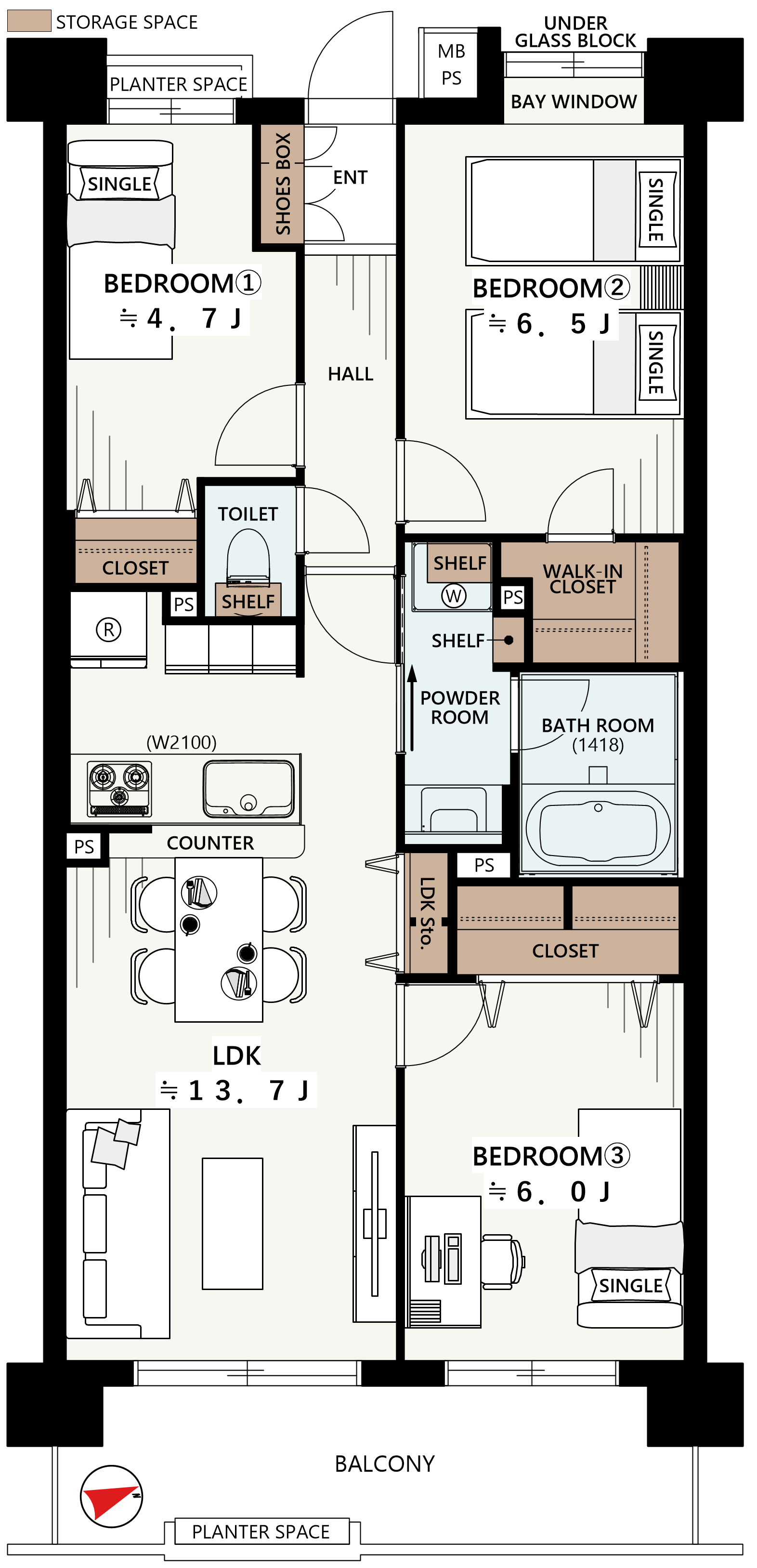 部屋の配置や寸法が記載された間取り図
