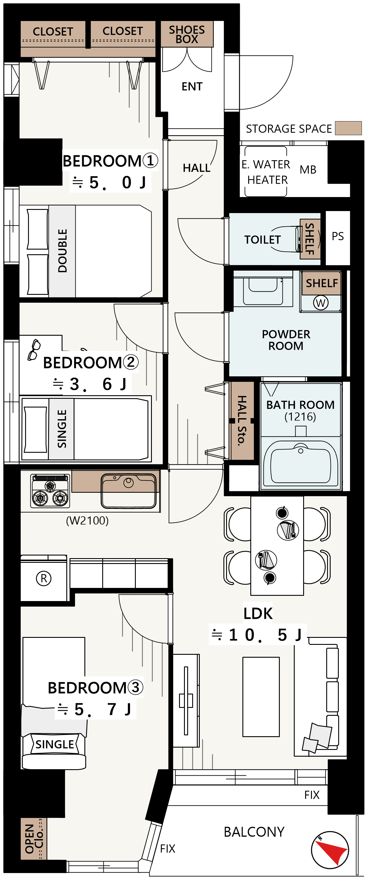 apartments floor plan with detailed layout of rooms and spaces